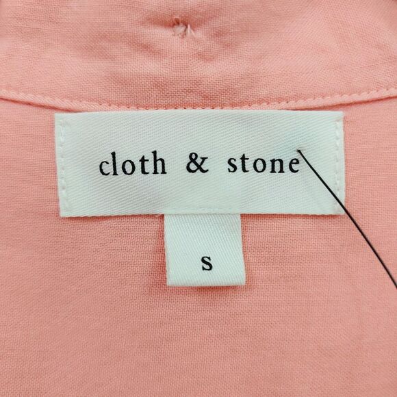 Anthropologie Cloth & Stone Tencel Blouse Shirt Womens Small Peach Button Up - Picture 10 of 11